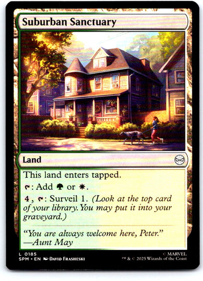 Suburban Sanctuary 185 Land Marvel's Spider-Man Magic: The Gathering Near Mint