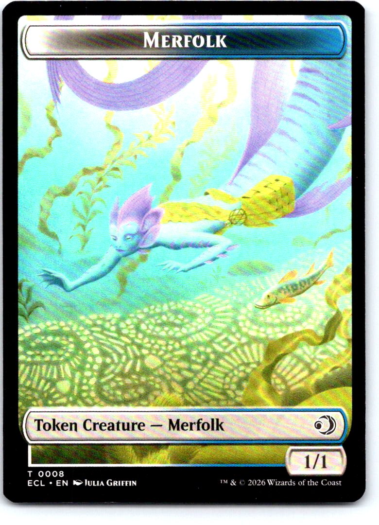 Merfolk // Worm Double-Sided Token 8 // 9 Lorwyn Eclipsed MTG NM