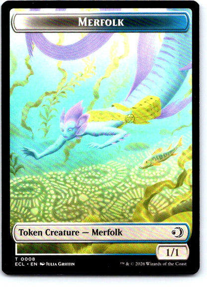 Merfolk // Worm Double-Sided Token 8 // 9 Lorwyn Eclipsed MTG NM