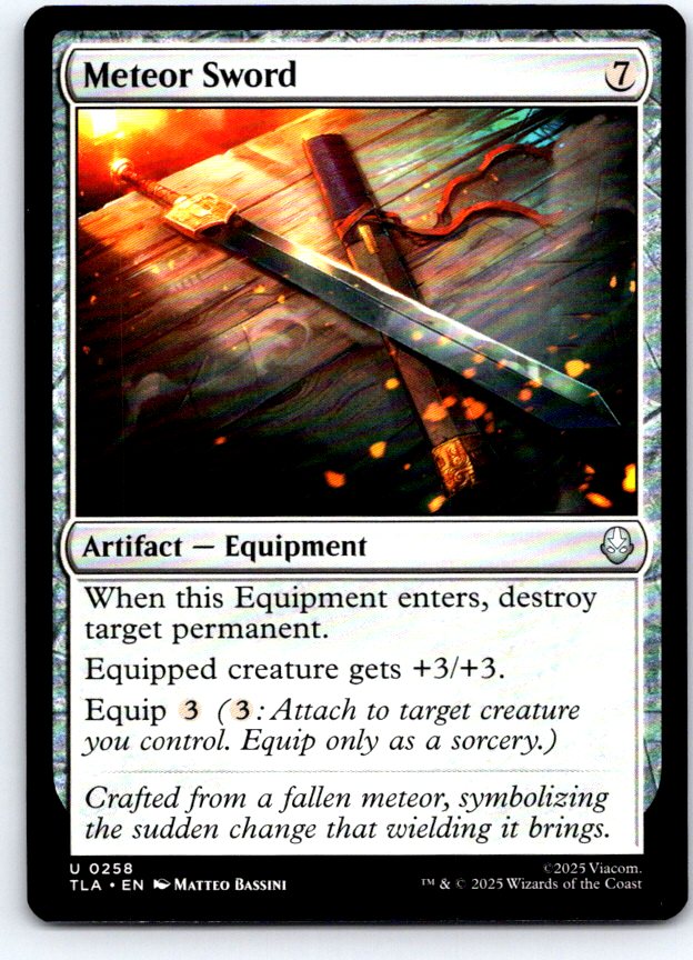Meteor Sword 258 Uncommon Avatar: The Last Airbender Magic: The Gathering NM