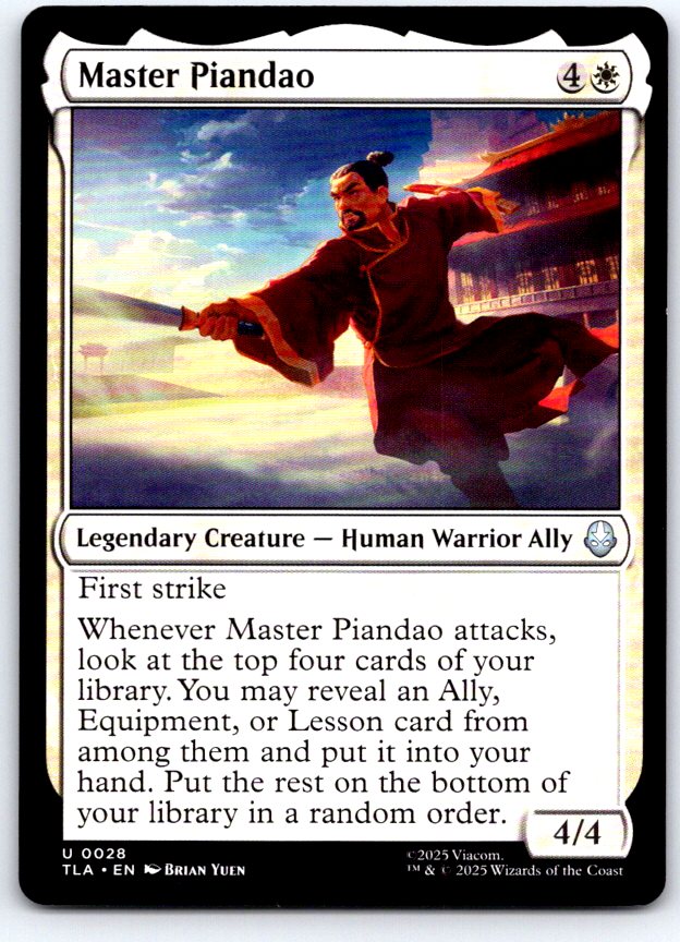 Master Piandao 28 Uncommon Avatar: The Last Airbender Magic: The Gathering NM