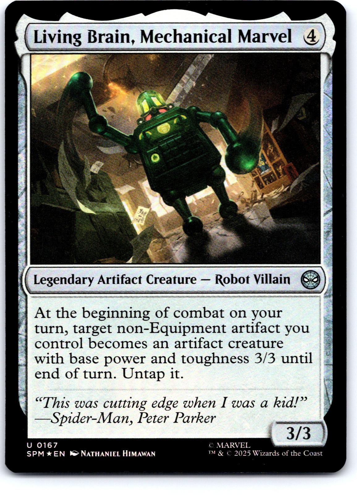 Living Brain, Mechanical Marvel 167 Marvel's Spider-Man MTG Foil NM