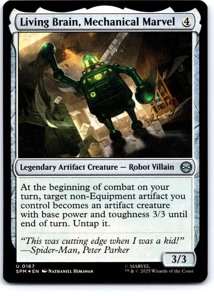 Living Brain, Mechanical Marvel 167 Marvel's Spider-Man MTG Foil NM