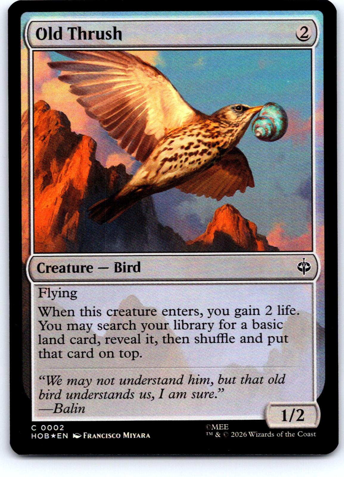 Old Thrush 2 Common The Hobbit Magic: The Gathering Foil Near Mint