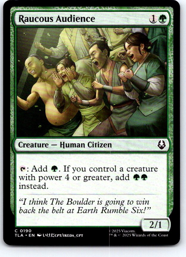 Raucous Audience 190 Common Avatar: The Last Airbender Magic: The Gathering NM