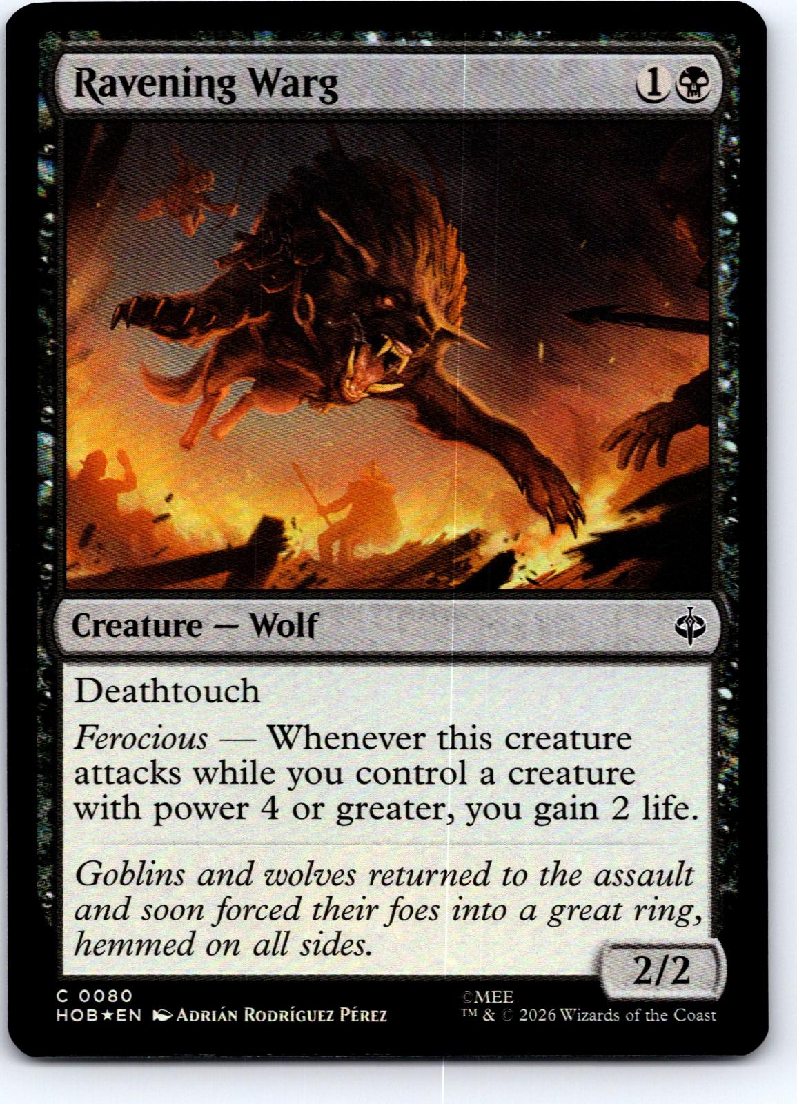 Ravening Warg 80 Common The Hobbit Magic: The Gathering Foil Near Mint