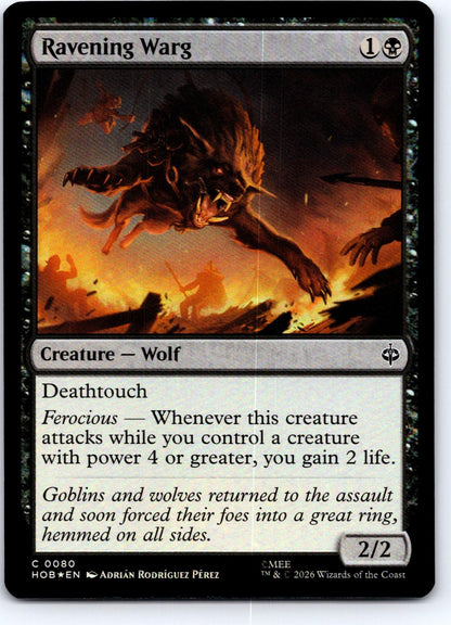 Ravening Warg 80 Common The Hobbit Magic: The Gathering Foil Near Mint