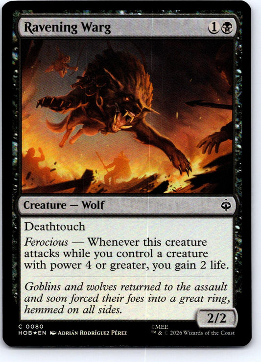 Ravening Warg 80 Common The Hobbit Magic: The Gathering Foil Near Mint
