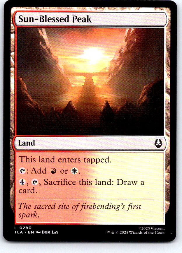 Sun-Blessed Peak 280 Land Avatar: The Last Airbender Magic: The Gathering NM