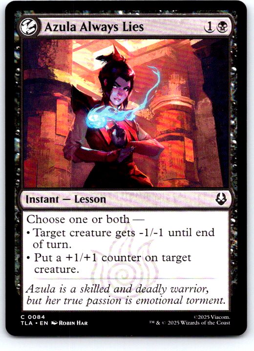 Azula Always Lies 84 Common Avatar: The Last Airbender Magic: The Gathering NM
