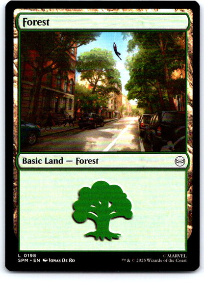 Forest (0198) 198 Land Marvel's Spider-Man Magic: The Gathering Near Mint
