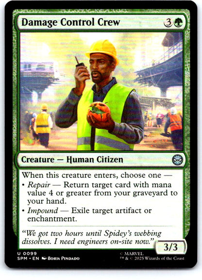 Damage Control Crew 99 Uncommon Marvel's Spider-Man Magic: The Gathering NM