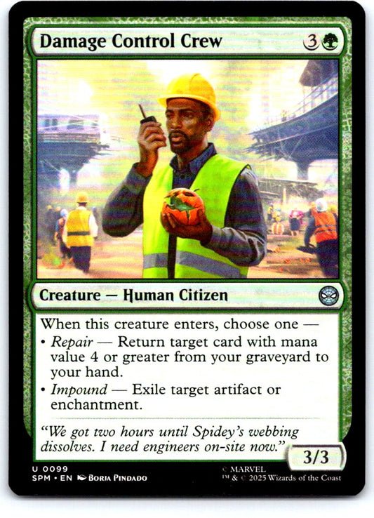 Damage Control Crew 99 Uncommon Marvel's Spider-Man Magic: The Gathering NM