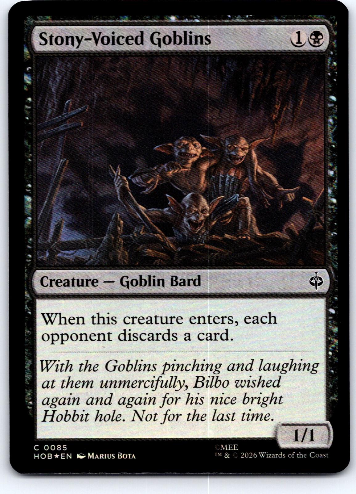 Stony-Voiced Goblins 85 Common The Hobbit Magic: The Gathering Foil Near Mint
