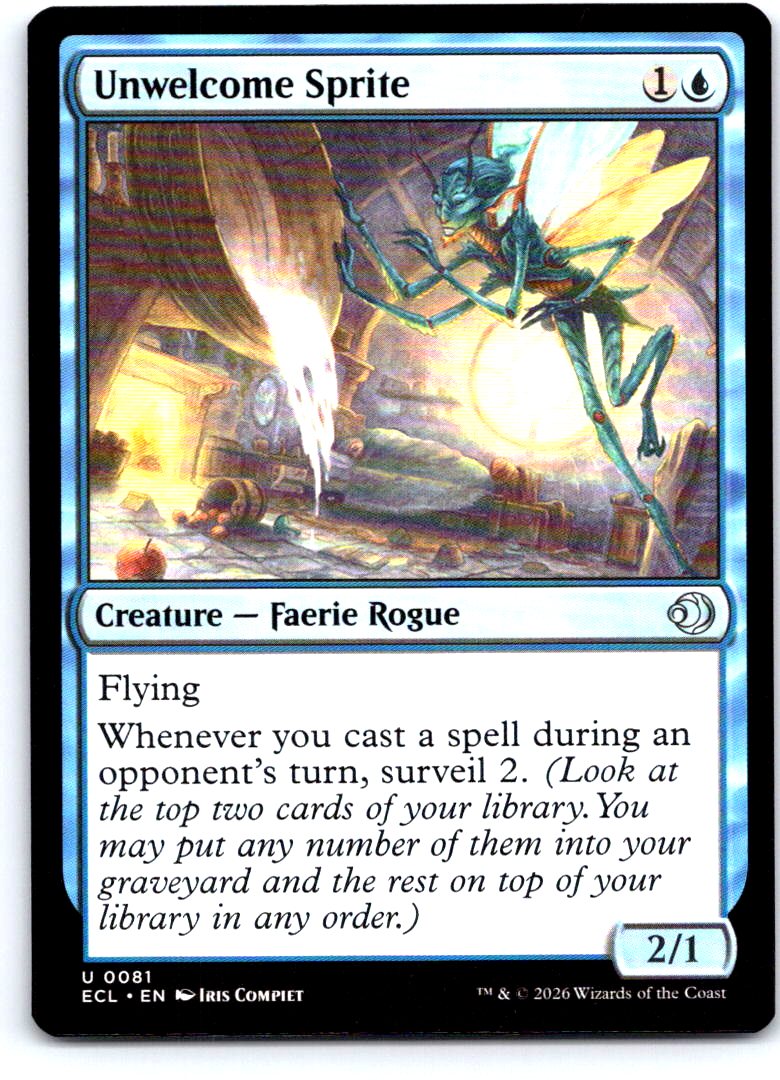 Unwelcome Sprite 81 Uncommon Lorwyn Eclipsed Magic: The Gathering Near Mint