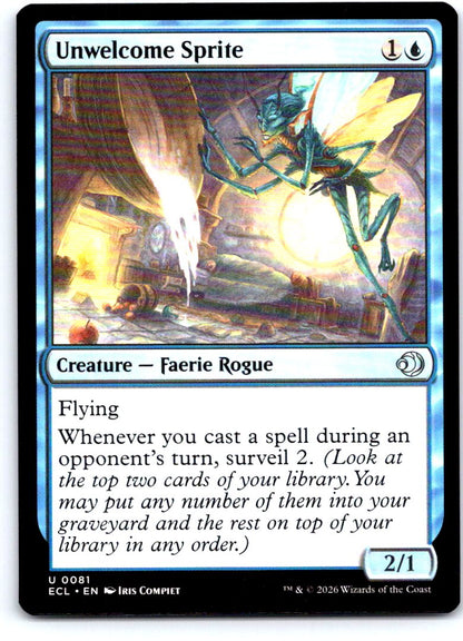 Unwelcome Sprite 81 Uncommon Lorwyn Eclipsed Magic: The Gathering Near Mint