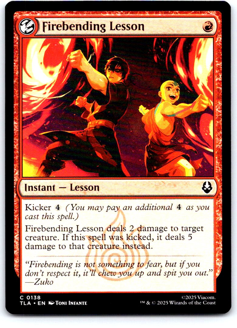 Firebending Lesson 138 Common Avatar: The Last Airbender Magic: The Gathering NM