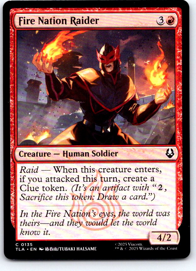 Fire Nation Raider 135 Common Avatar: The Last Airbender Magic: The Gathering NM