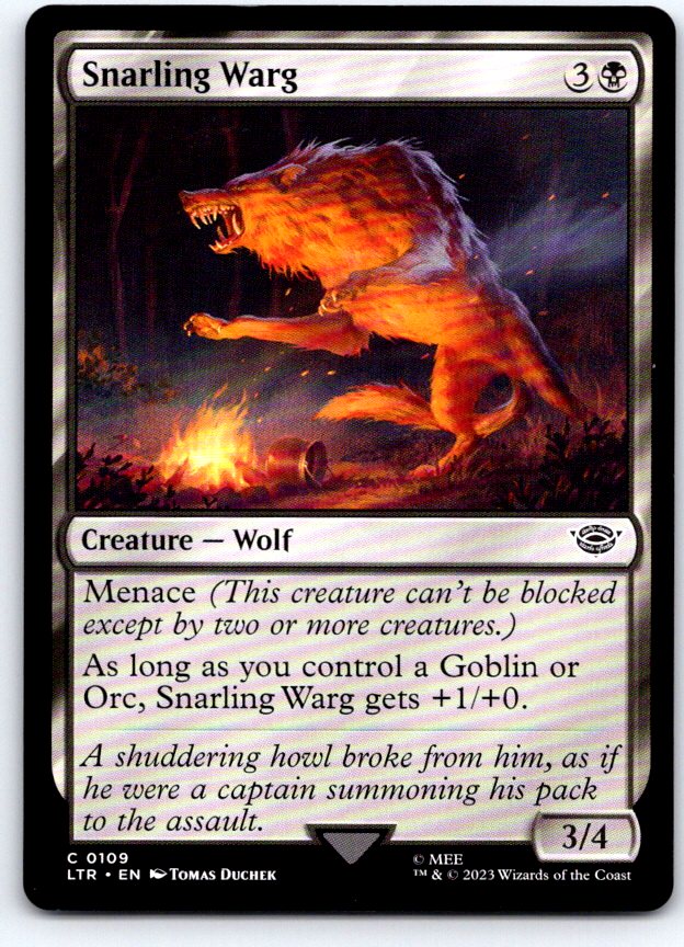 Snarling Warg 109 Universes Beyond: LOTR Magic: The Gathering NM