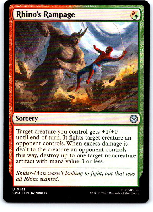 Rhino's Rampage 141 Uncommon Marvel's Spider-Man Magic: The Gathering Near Mint