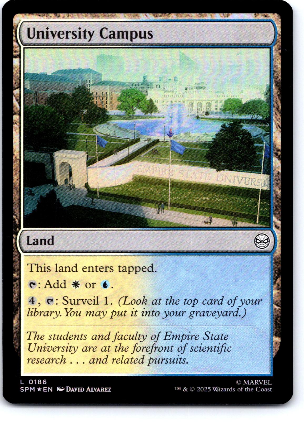 University Campus 186 Land Marvel's Spider-Man Magic: The Gathering Foil NM