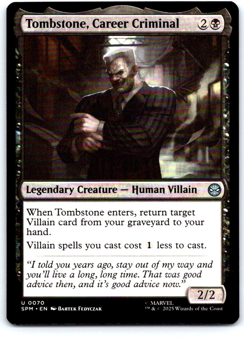 Tombstone, Career Criminal 70 Marvel's Spider-Man Magic: The Gathering NM